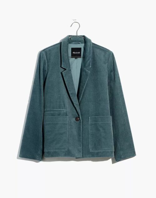 Madewell corduroy cropped blazer in slate.