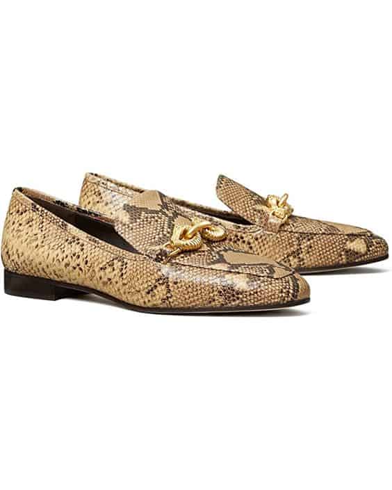 Tory Burch Jessa snakeprint loafers. More fall loafer trends at une femme d'un certain age.