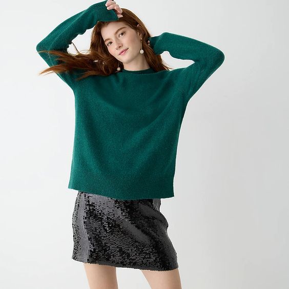 J.Crew rollneck sweater in supersoft yarn, pine green.