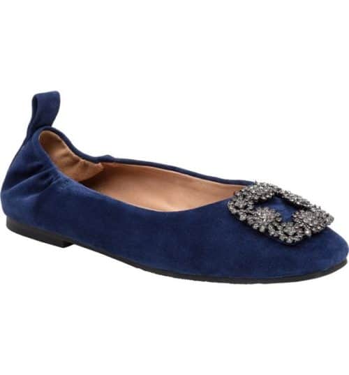 Linea Paolo navy suede embellished ballet flats