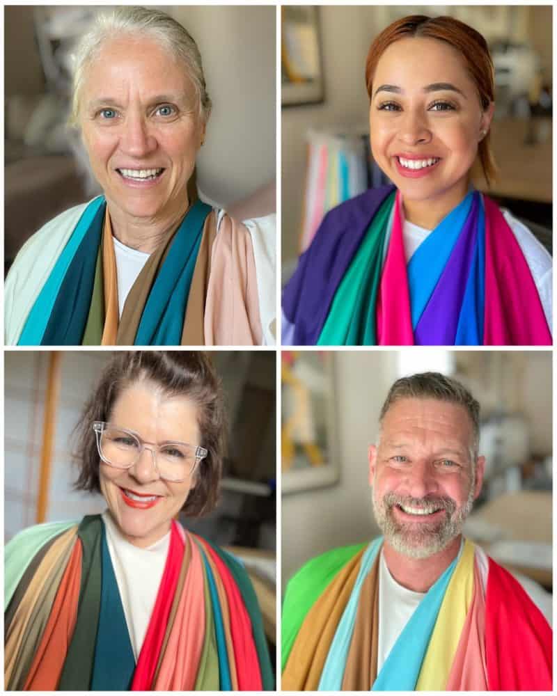 Susan Blakey is now offering in-person color analysis. Showing 4 clients draped in their best colors.