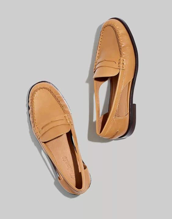 Madewell Nye cutout loafers in tan.