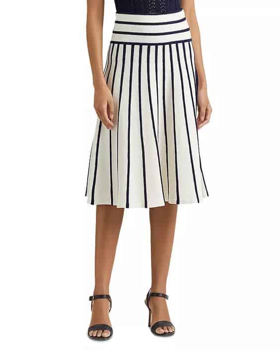 Ralph lauren midi skirt in navy & white stripes.