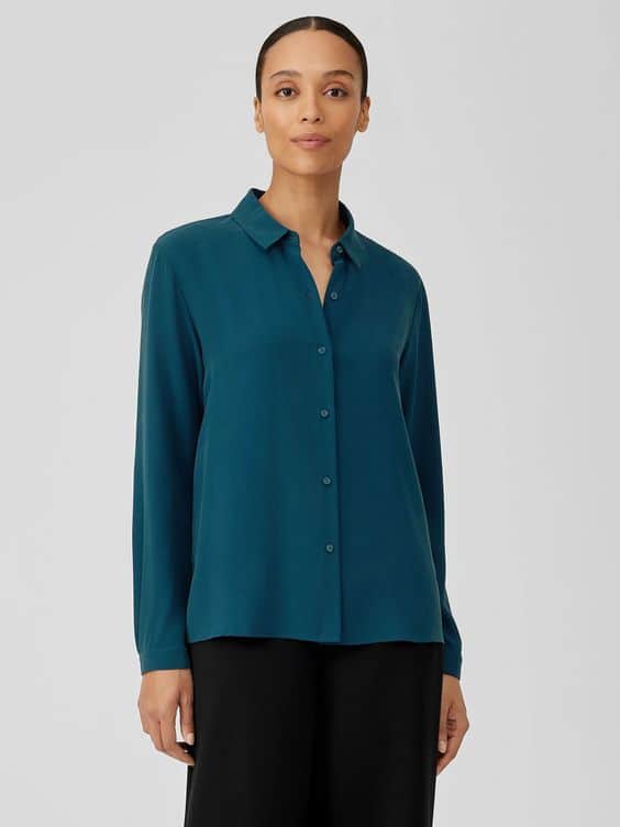 Eileen Fisher silk blouse in Pacifica.