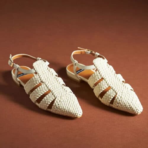 Anthropologie braided leather fisherman flats, ivory