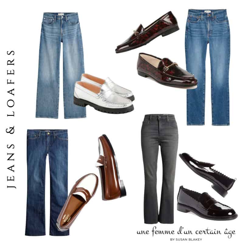 Jeans and loafers combos for casual chic style.