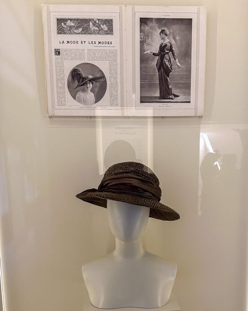 Early Chanel hat design, display from Chanel exhibition at V&A London.