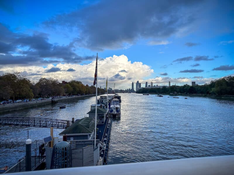 Looking toward central London from the Albert Bridge.