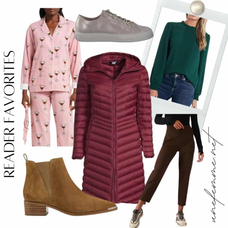 What readers are shopping this week: flannel pajamas, sneakers, pleated top, packable down coat, Chelsea boots, travel pants.