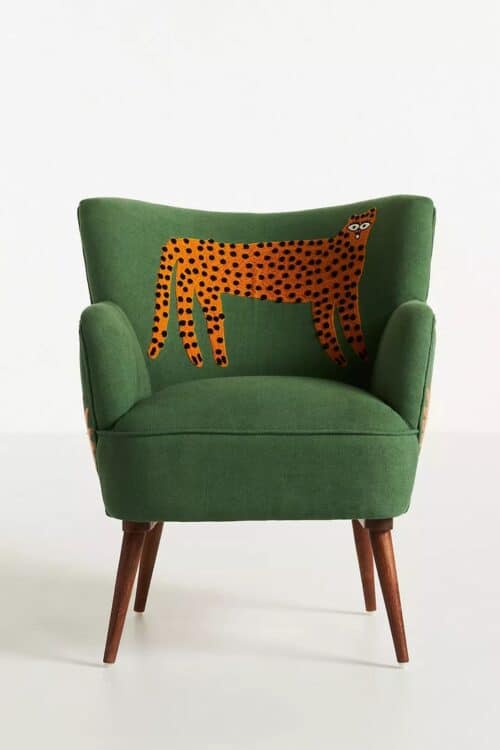 Anthropologie accent chair with leopard