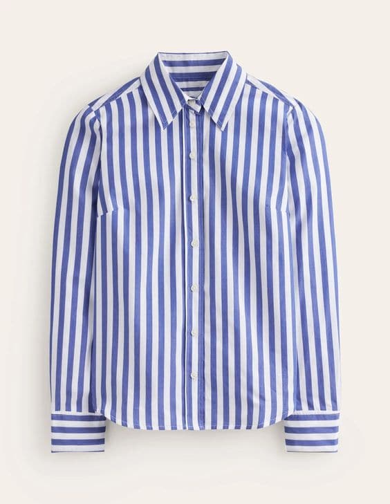 Boden striped cotton shirt in blue/white