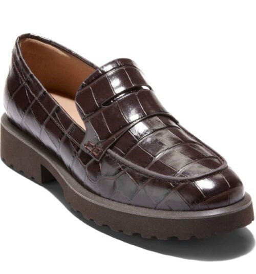 Cole Haan Geneva lug sole loafer brown croc