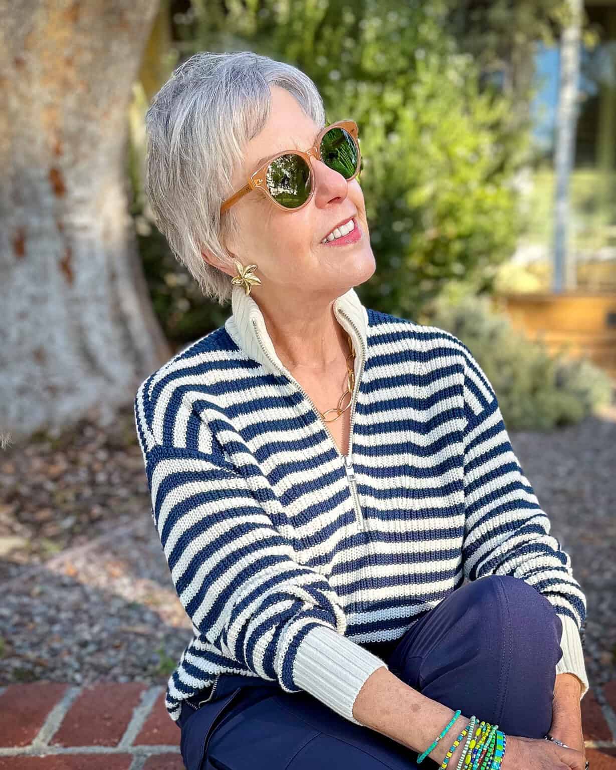 Chic 3/4 Sleeve Striped Top main image 1