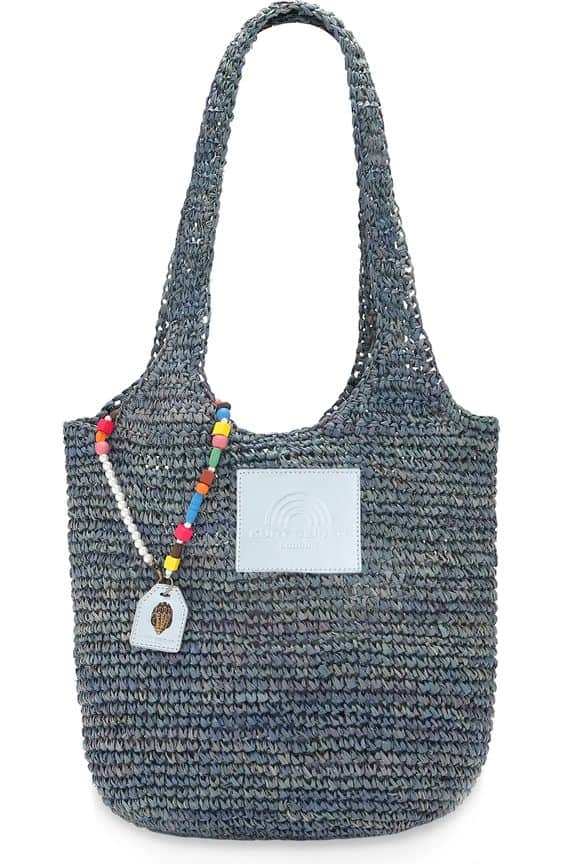 Kurt Geiger raffia tote denim blue
