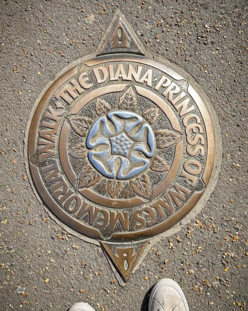 Princess Diana Memorial Walk plaque in Hyde Park, London.