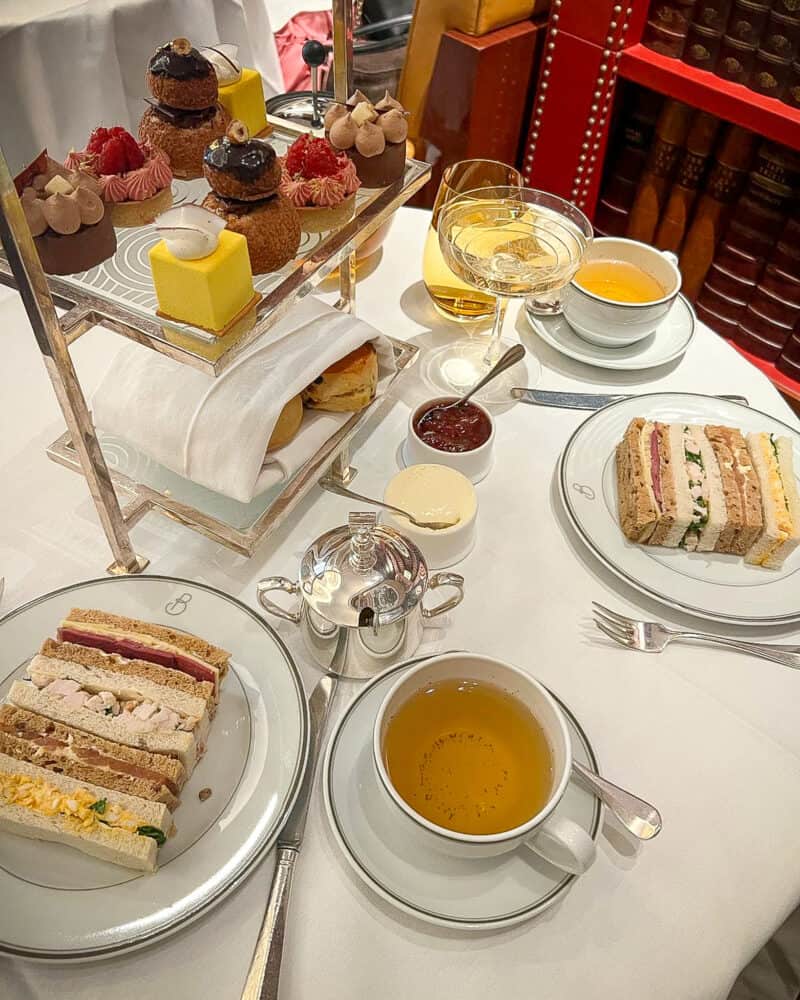 Afternoon Tea in London for two at The Beaumont. Pastry tray & accoutrements, tea & champagne.