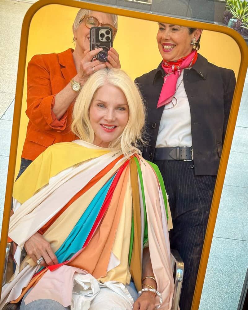 Susan and Manina with color draping of Karen, a Golden Spring.