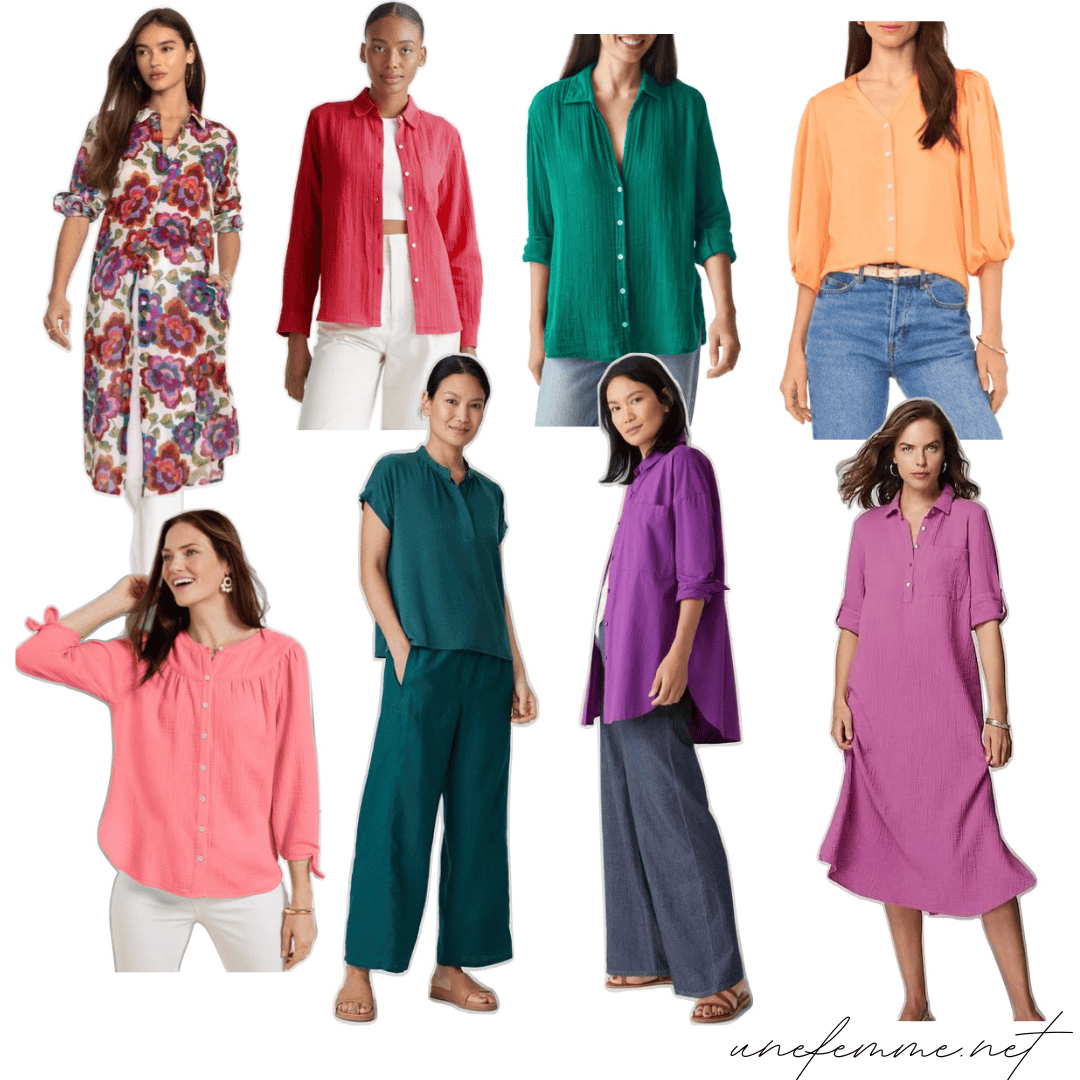 Colorful summer styles for women, by seasonal color palette.