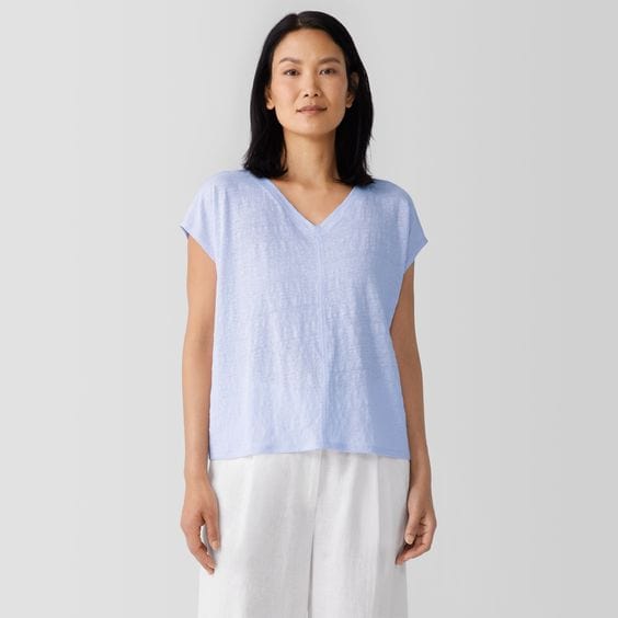 Eileen Fisher linen jersey top in Wisteria