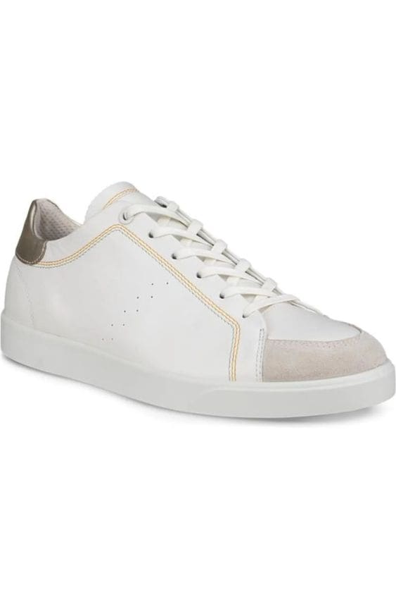 ECCO Street Lite sneaker in white/gold.