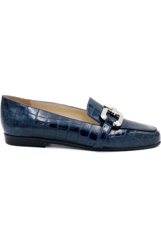 Amalfi by Rangoni Olimpio croc effect loafers in blue.
