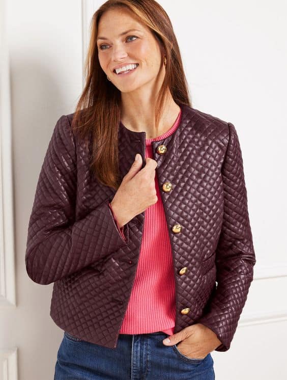 Talbot's faux leather embossed jacket in Burgundy.