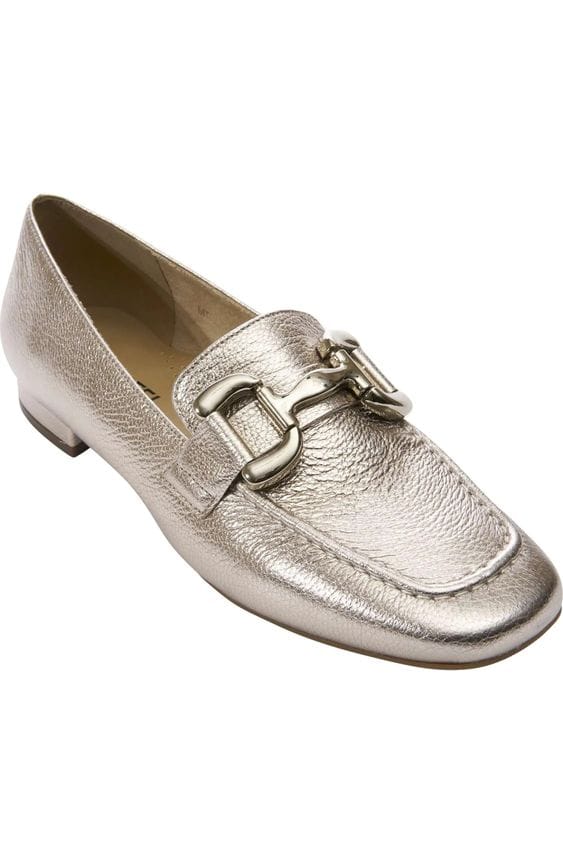 Vaneli Simply Bit Loafers in platinum.