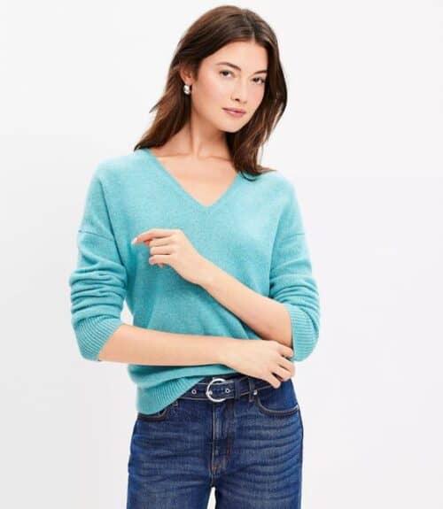 Terry Relaxed V-neck with Short Set - Heather Sky Blue main image 1