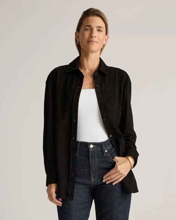 Quince suede shirt black