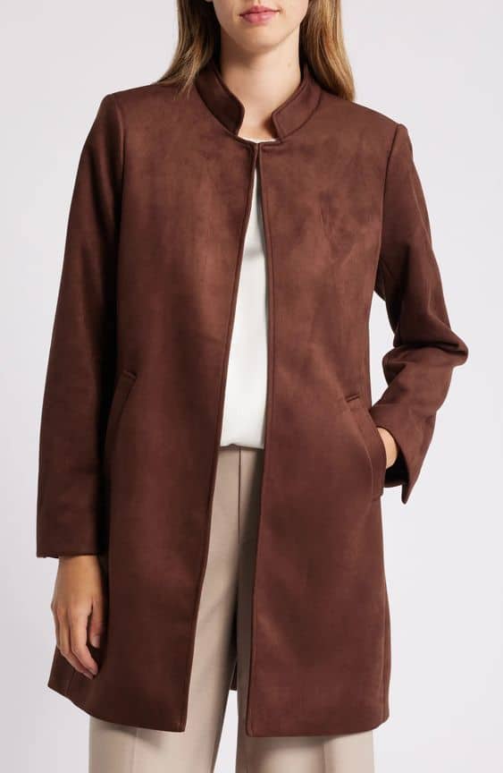 Tahari faux suede long jacket.