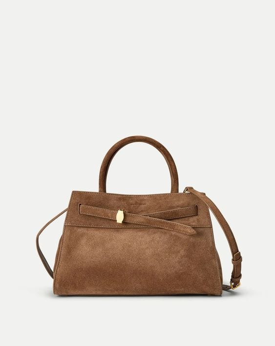 Veronica Beard Dash Bag in Bark suede.