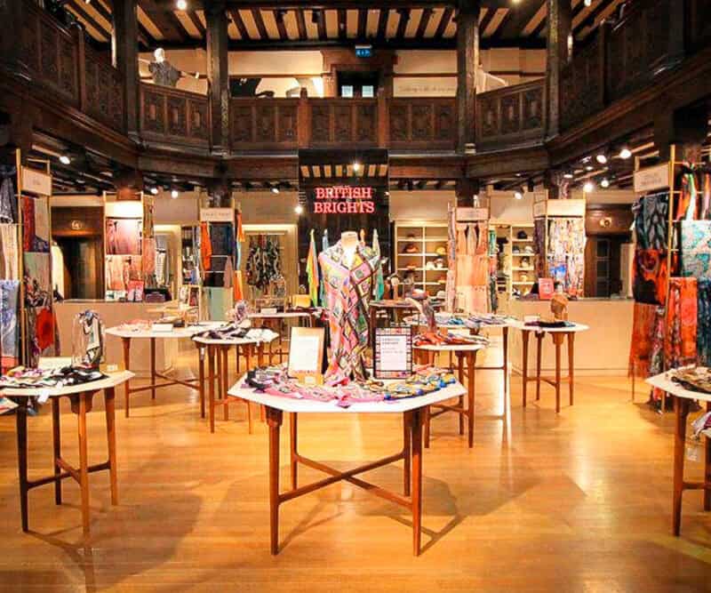 Liberty of London accessories department featuring print scarves.