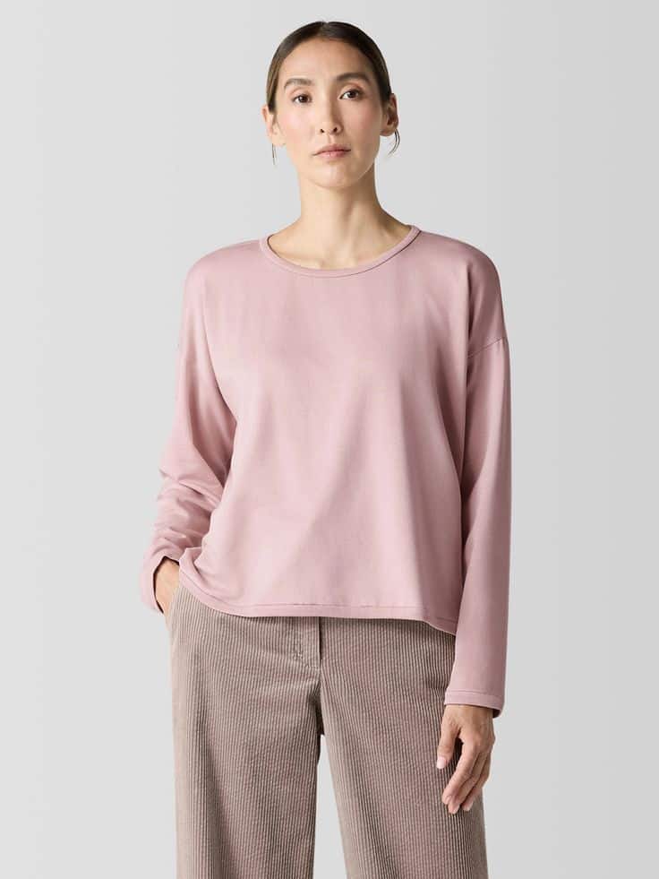 Eileen Fisher brushed terry top in Opal.
