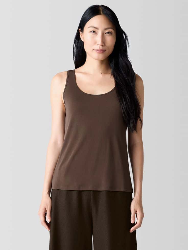 Eileen Fisher silk jersey tank in Wren