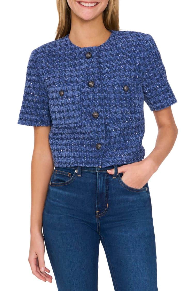 CeCe short sleeve tweed jacket
