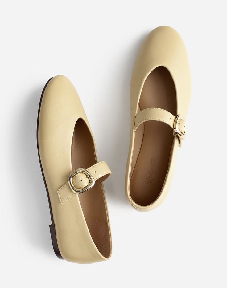 Madewell mary jane flats in butter yellow (Primrose).