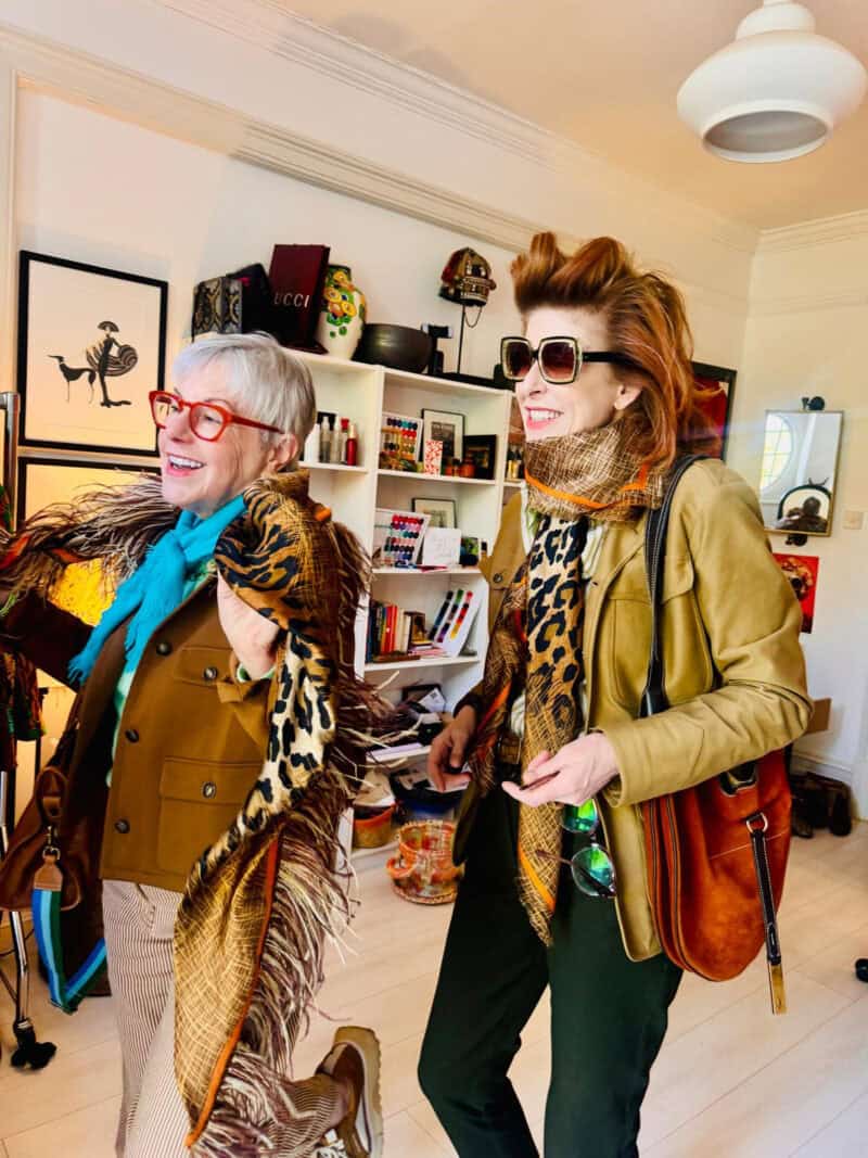 Susan and Annie play dress up.