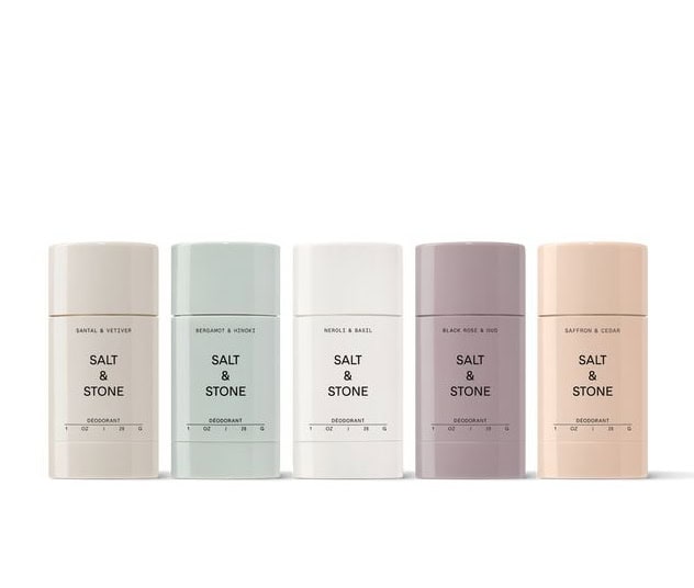Salt & stone natural deodorant travel size discovery set.