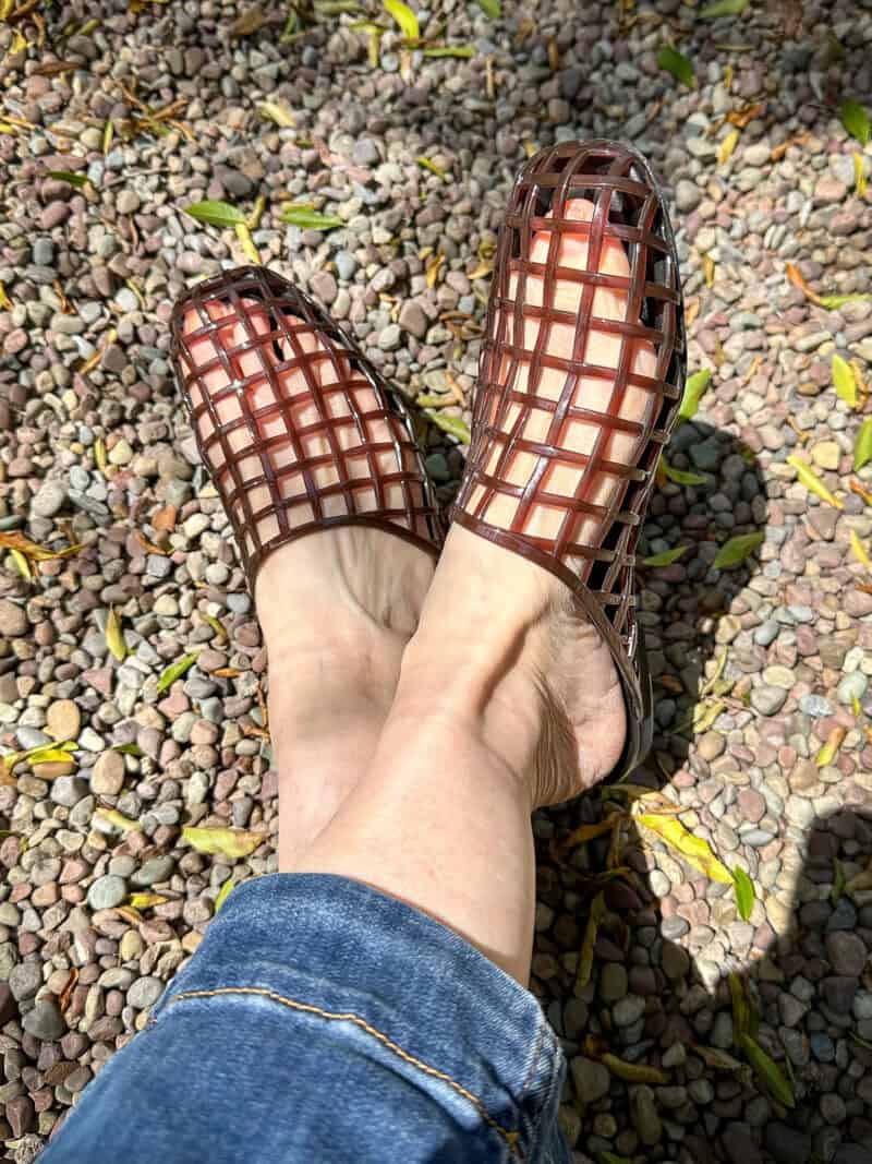 Vince jelly mules dark brown