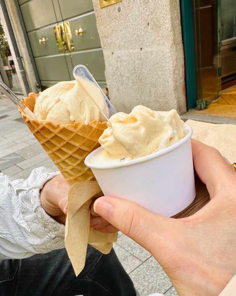 Enjoying gelato in Milano!
