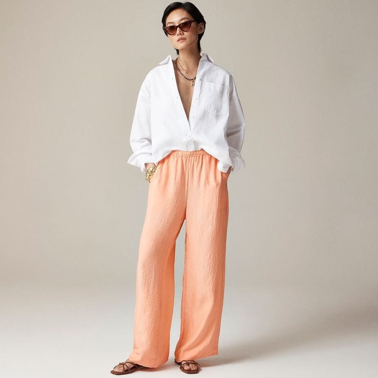 J.Crew stratus satin pant peach.