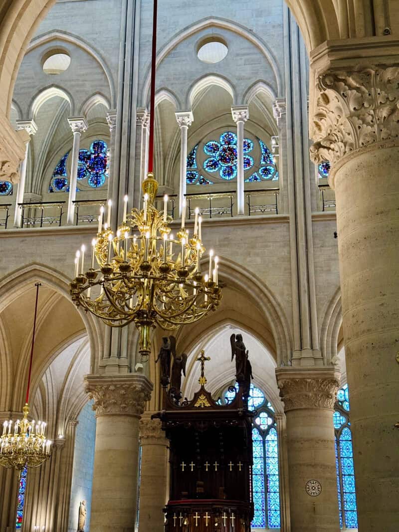 interior Notre Dame cathedral, Paris.