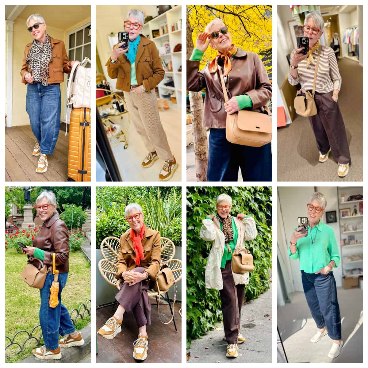 Spring travel outfits for 3 weeks in UK & Europe from 12-piece travel capsule wardrobe.