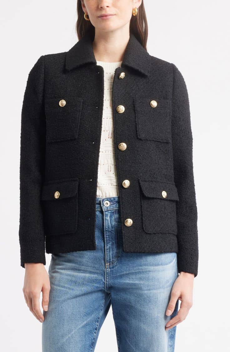 Caslon boucle military style jacket