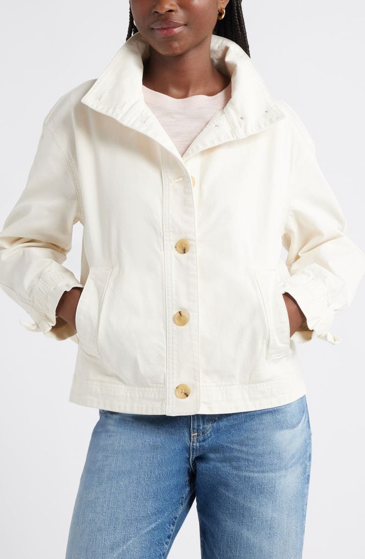 Caslon stretch cotton swing trench jacket