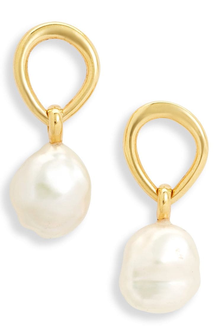 Anniversary sale jewelry: Monica Vinader freshwater pearl earrings.