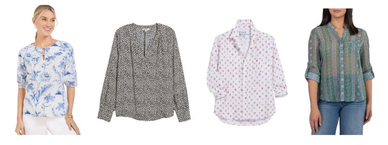 Women's patterned tops & shirts for late summer.