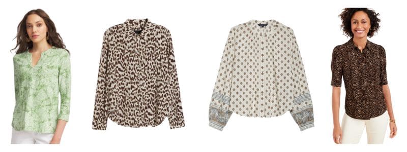Women's patterned shirts & tops for late summer.