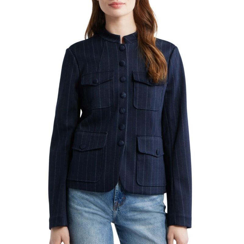 Nordstrom Anniversary Sale: rag & bone ponte knit jacket navy pinstripe