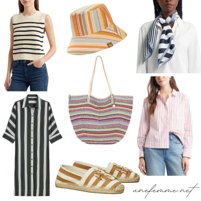 striped clothing and accessories for women.